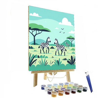 Safari Explorers With Curious Zebras Paint By Number