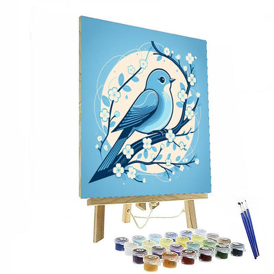 Curious Bluebird Number Painting