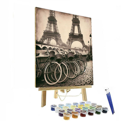 Vintage Bicycles In Paris Paint By Numbers Art