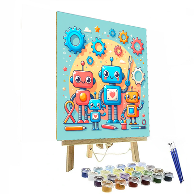 Delightful Robot Friends DIY Paint By Numbers