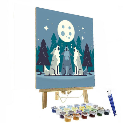 Moonlit Wolf Pack Paint By Numbers