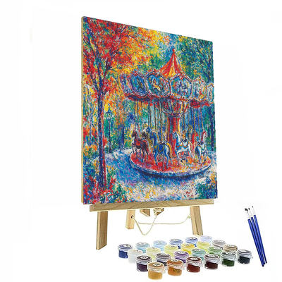 Marc Chagall Inspired Whimsical Carousel Delight  Painting By Numbers Kit