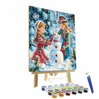 Elsa And Anna's Magical Snowman - Disney Inspired Numbered Painting Kits