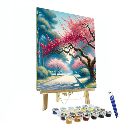 Peaceful Cherry Blossom Pathway Paint By Numbers Art