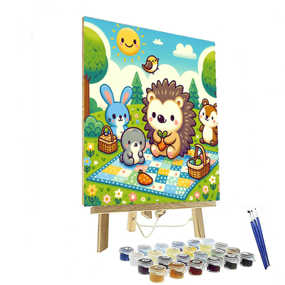 Happy Hedgehog Picnic Number Painting