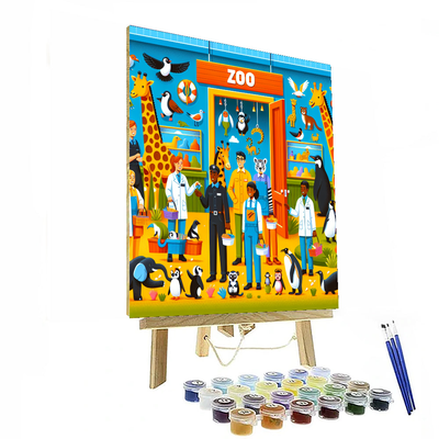 Caring Zoo Keepers Number Painting