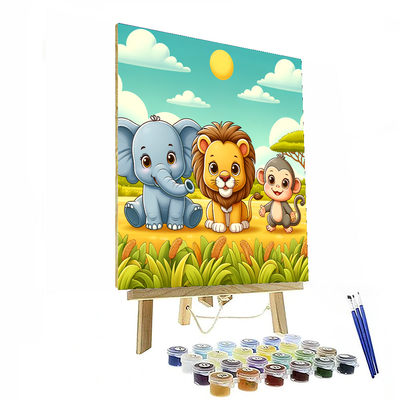 Cute Safari Animals Painting By Numbers Kit