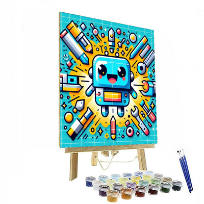 Excited Little Robot Number Painting