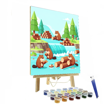 Busy Beavers Build A Dam Numbered Painting Kits