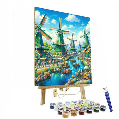 Zaanse Schans Windmill Festival - Netherlands Paint By Number