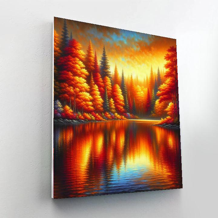 Peaceful Autumn Lake - Diy Painting By Numbers Kit 