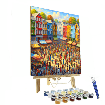 Colorful Town Square DIY Paint By Numbers