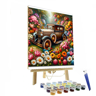 Vintage Car In Bloom Number Painting