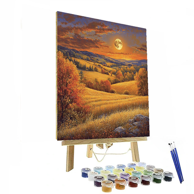 Thomas Kinkade Inspired Harvest Moonlight  DIY Paint By Numbers