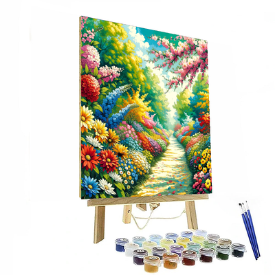 Cascading Flower Pathway Paint By Numbers Art