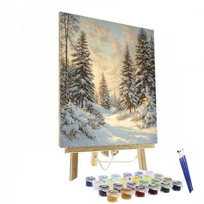 Caspar David Friedrich Inspired Winter Forest Retreat  Numbered Painting Kits