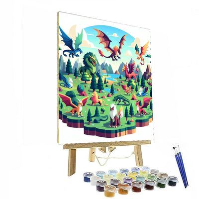 Fantasy Island With Mythical Beasts Paint By Numbers Art