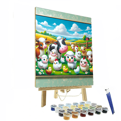 Charming Barnyard Animals Painting Number Kit