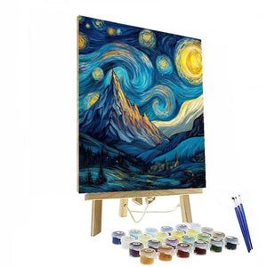 Vincent Van Gogh Inspired Ethereal Starry Sky Over Majestic Mountains  Paint By Number