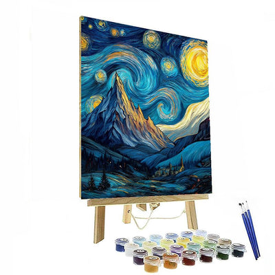 Vincent Van Gogh Inspired Ethereal Starry Sky Over Majestic Mountains  Paint By Number
