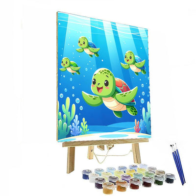 Bubbly Sea Turtles DIY Paint By Numbers