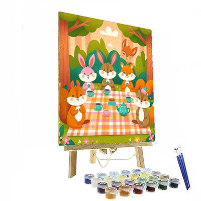 Friendly Woodland Tea Party Paint By Numbers Art