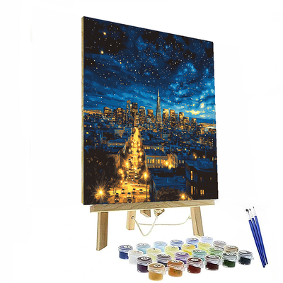 Edward Hopper Inspired Moonlit Cityscape  DIY Paint By Numbers