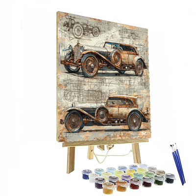 Leonardo Da Vinci Inspired Steampunk Automobiles On Canvas  Paint By Numbers