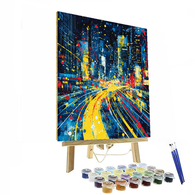 Jackson Pollock Inspired City Lights In Motion  Paint By Numbers Art