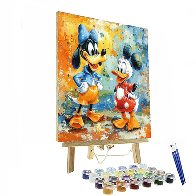 Goofy And Donald's Silly Shenanigans - Disney Inspired Painting By Numbers Kit