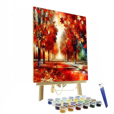 Vibrant Autumn Avenue Paint By Color