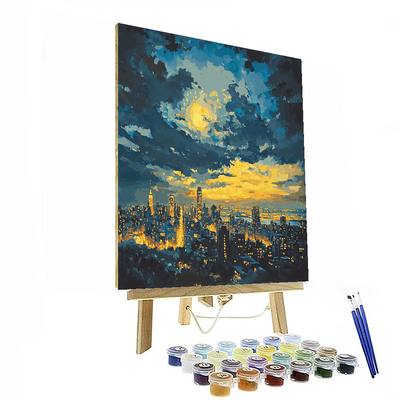 Hopper Inspired Dazzling Nightscape  Paint By Number