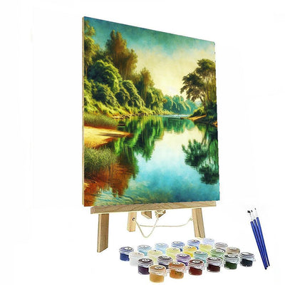 Serene Riverbank Reflection Numbered Painting Kits