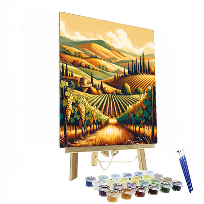 Sunlit Tuscany Vineyard Painting By Numbers Kit