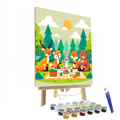 Woodland Critter Picnic Paint By Numbers Art