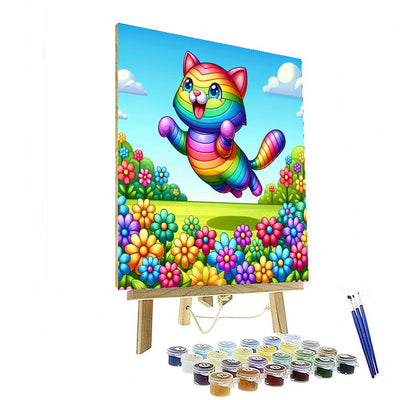 Bouncy Rainbow Cat DIY Paint By Numbers