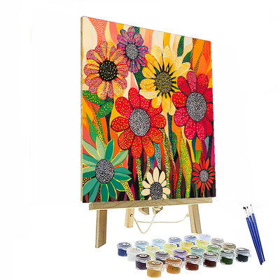 Yayoi Kusama Inspired Blooming Floral Fantasy  Painting By Numbers Kit