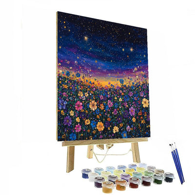 Salvador Dali Inspired Celestial Flower Fields  Number Painting