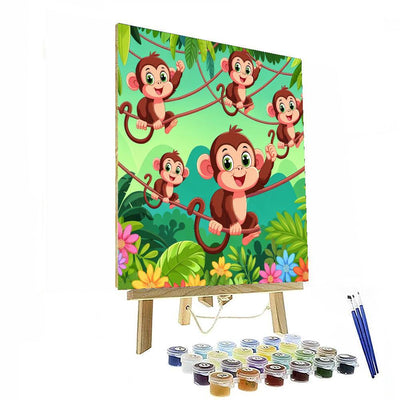 Jungle Adventure With Friendly Monkeys DIY Paint By Numbers