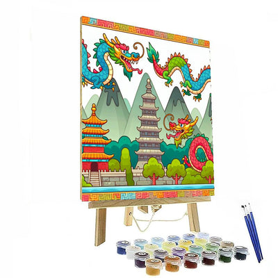 Ancient China With Dragons And Pagodas Paint By Numbers Art