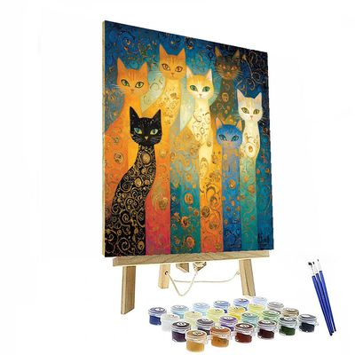 Gustav Klimt Inspired Charming Cats  DIY Paint By Numbers