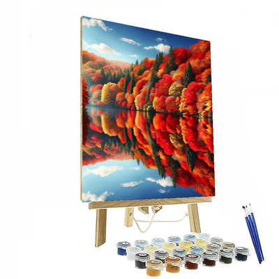 Serene Autumn Lake Reflection Painting Number Kit