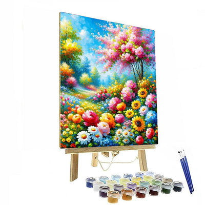 Vibrant Flowers In Bloom Painting Number Kit