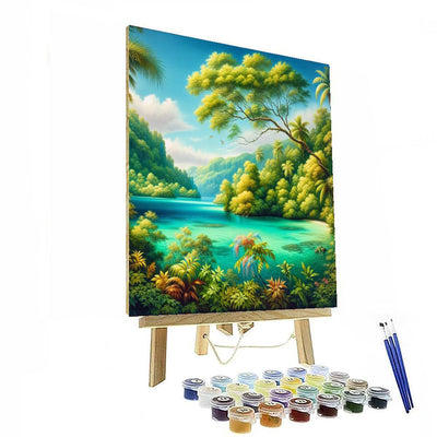 Tropical Lagoon Retreat Paint By Numbers Art