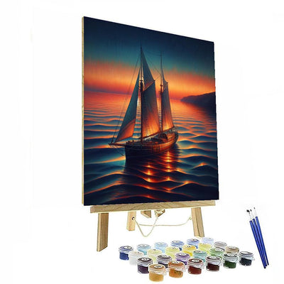 Vintage Sailboat Serenity Number Painting