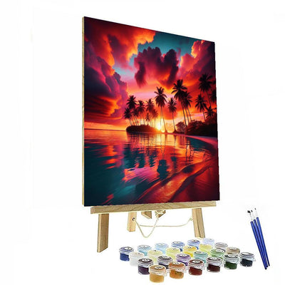 Vibrant Caribbean Sunset Numbered Painting Kits