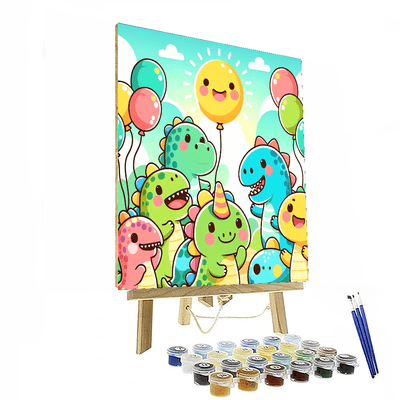 Playful Dinosaur Party Number Painting