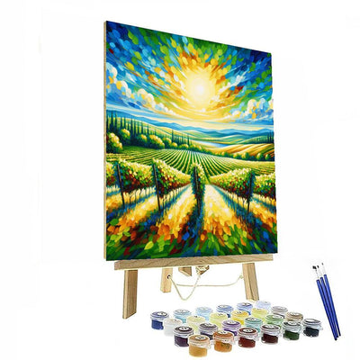 Sunny Vineyard View Painting By Numbers Kit