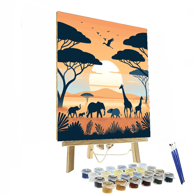 Sunset Safari Stroll Number Painting