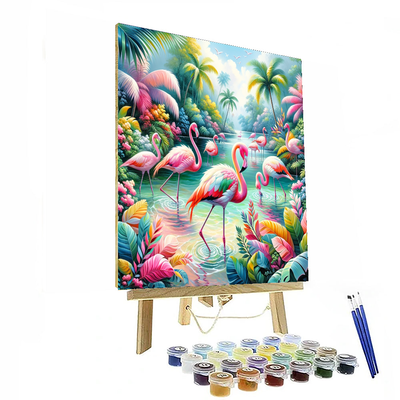 Exotic Flamingo Paradise Numbered Painting Kits